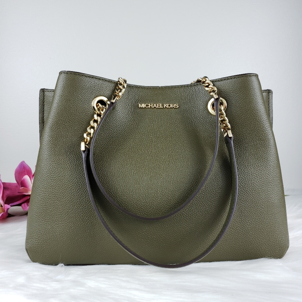 NWT Michael Kors LG Teagen satchel duffle green MK - Picture 4 of 10